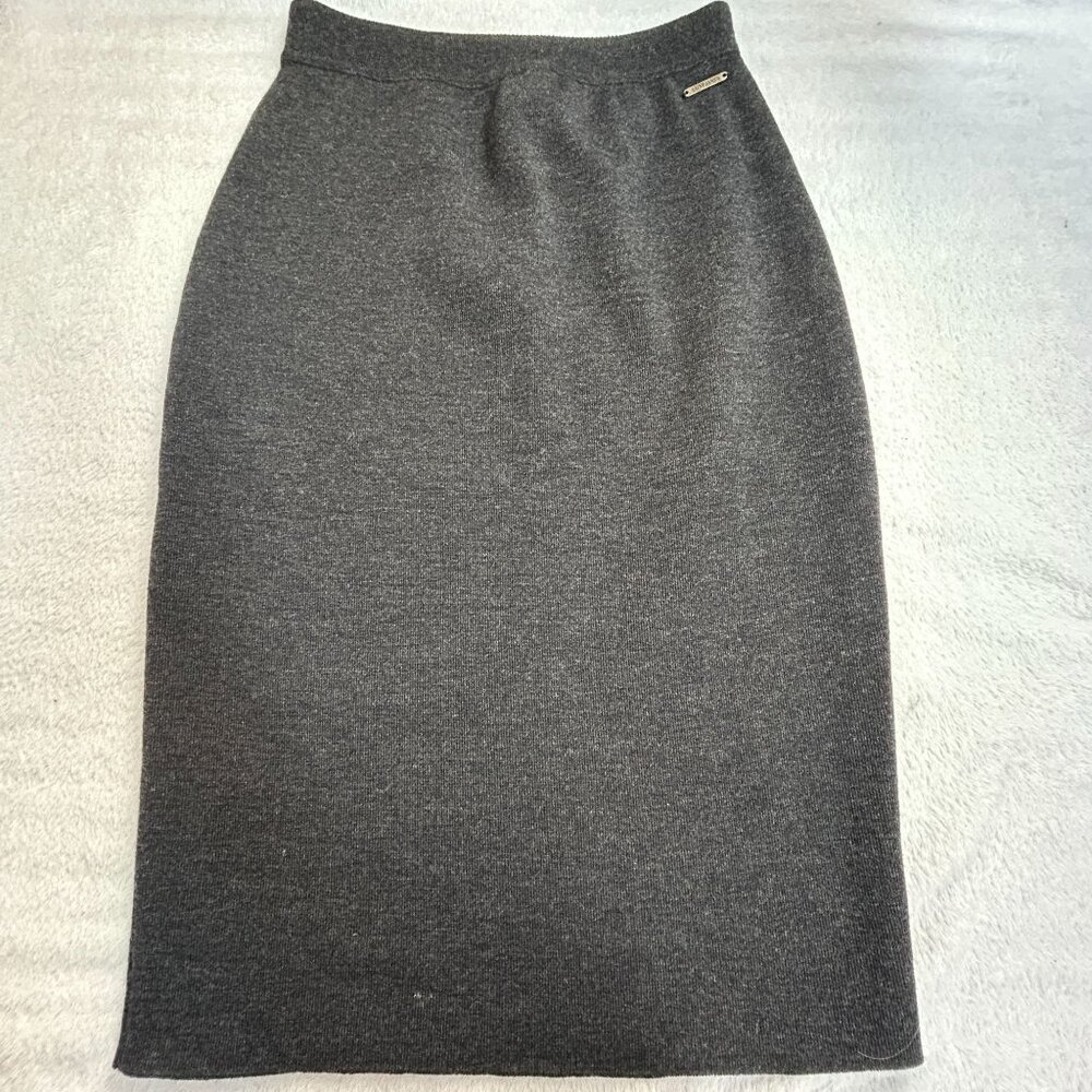 Saint James Women’s Charcoal Gray Knit Pencil Skirt Knee Length Pull-On Casual